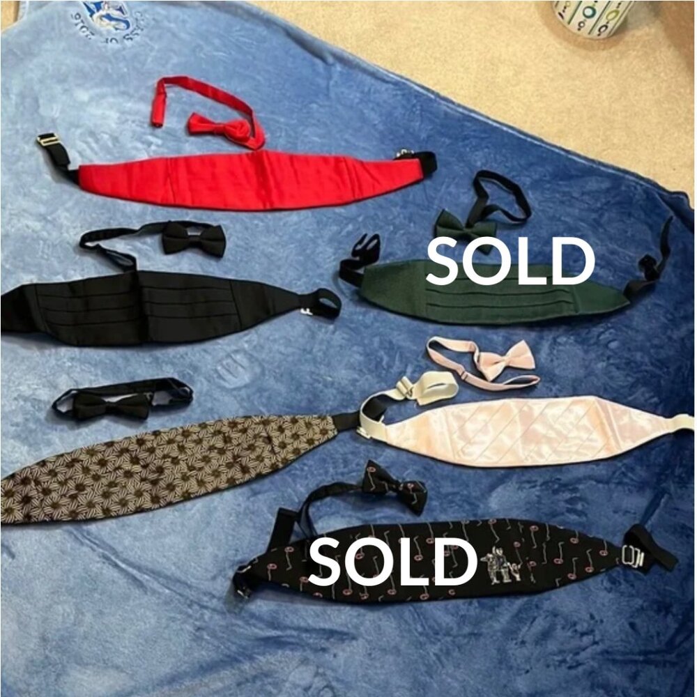 Men’s Formal Accessory Sets – Cummerbund & Bow Tie – Multiple Colors/PriNTS, NEW